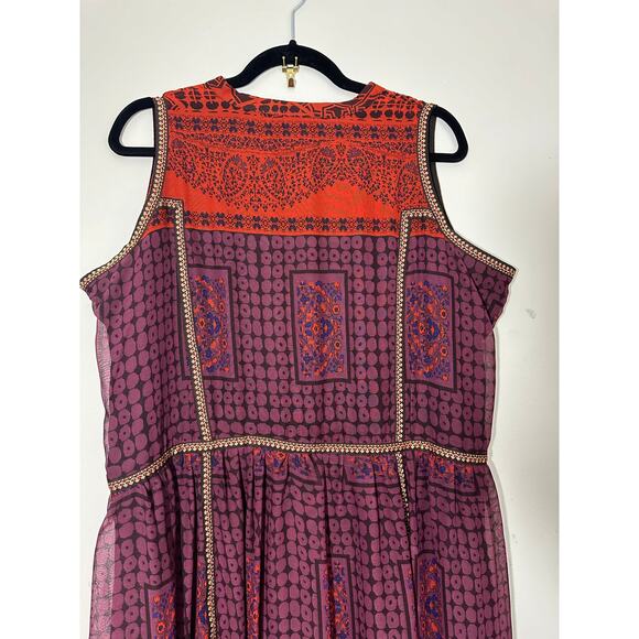 Jessica London Maxi Lagenlook Bohemian‎ Boho Dress 18 Plus Print Purple Ombr Red - Picture 5 of 9